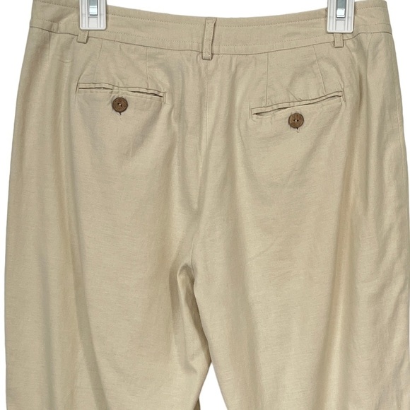 Evelyn Linen-Blend Cream Colored Trousers Size 6 - Picture 6 of 10